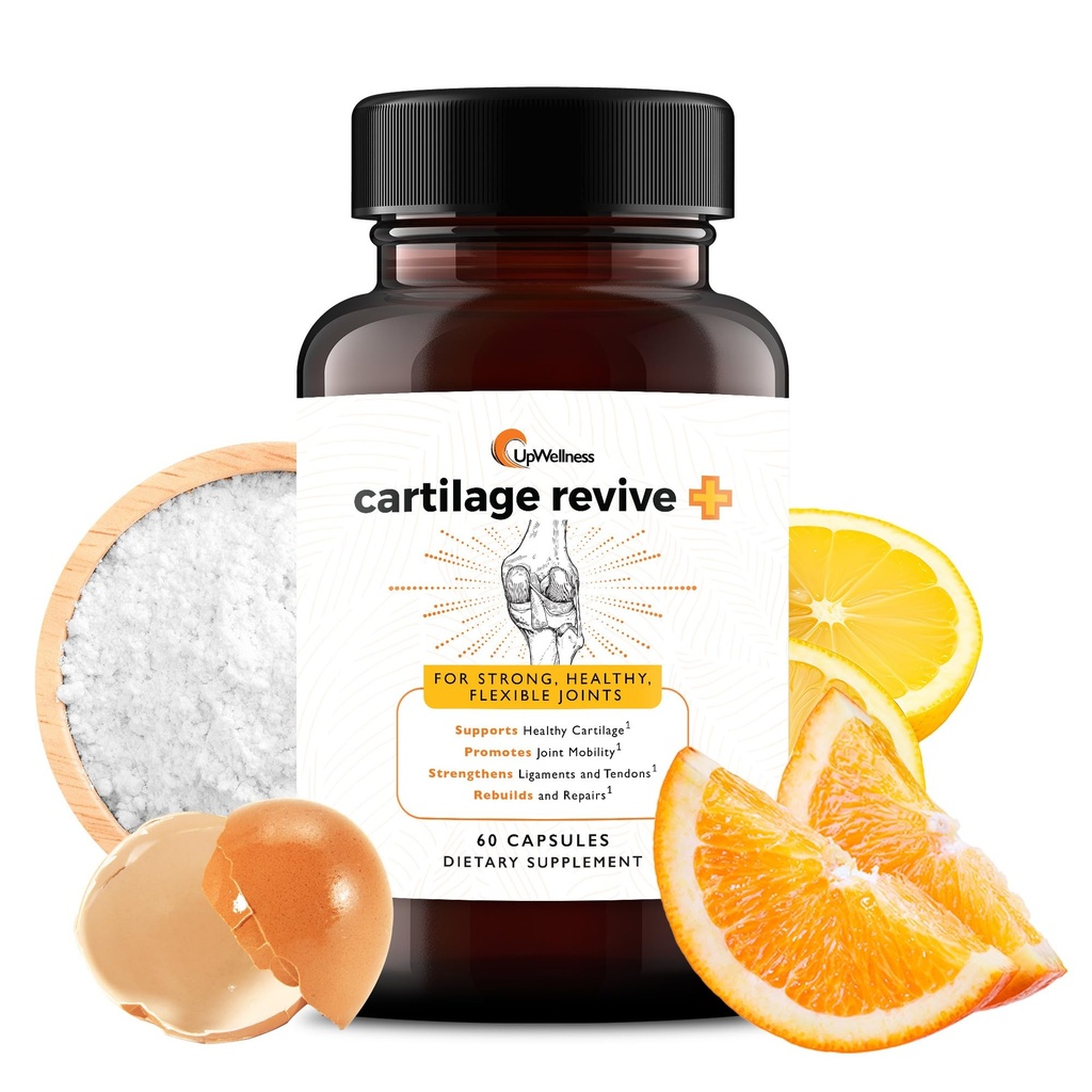 Upwellness Cartilage Review + 男女联合支助补充剂,联合体的II型Collagen-D-Glucosamine Sulfate,MSM,维生素D3,维生素C和60 Capsules