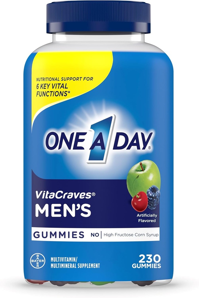 一天的男性多维他命Gummys, 维生素A, C, D, E, Calcium & More 支持健康肌肉功能, Gummys, 230 Counter