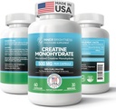 Creatine Monohydrate Capsules for Muscle Builder, 耐力和强度, 工作补编 QQ N-GMO, Gluten Free - 60 Capsules