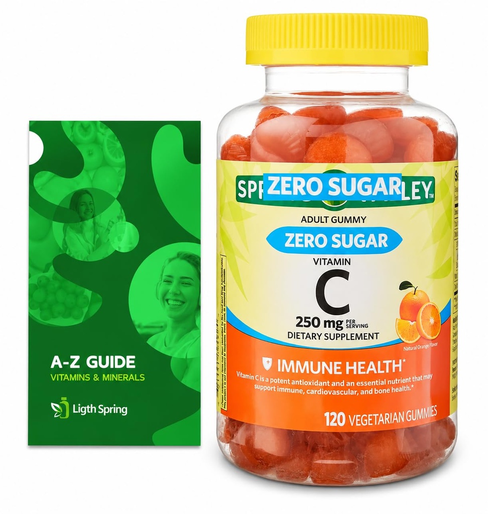 零糖维生素C Gummys 饮食补充剂,250毫克,120Ct Bundle 配有独家维生素和矿物 - A至Z - 更好的 Ligth & Spring 指南