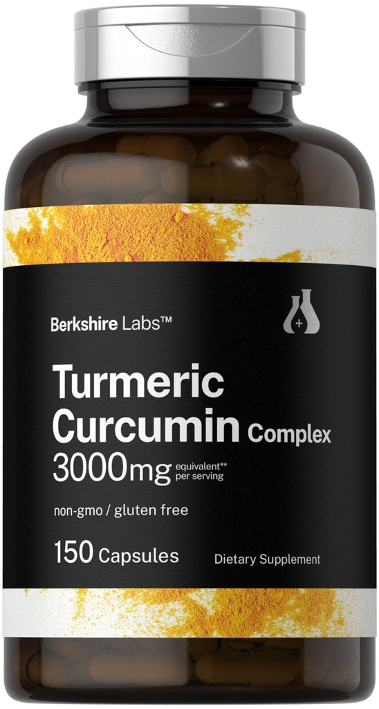Horbäach Turmeric Curcumin | 150 Capsules | Turmeric Supplement with Black Pepper Extract | Non-GMO, Gluten Free Herbal Complex | By Berkshire Labs