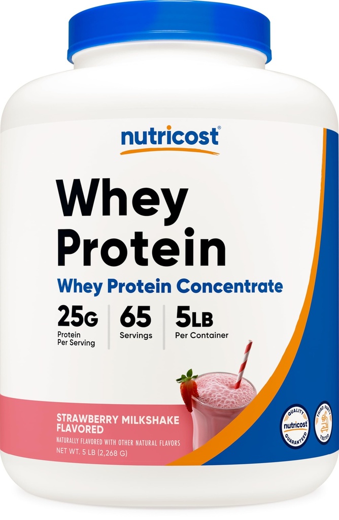 5LBS - Gluten Free & GMO Free (Strawberry Milksshake) 营养成本 Whei蛋白浓度(草莓奶昔)