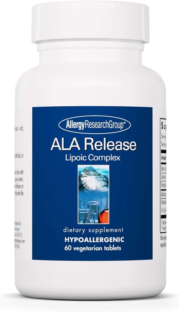 过敏研究小组ALA释放 - Alpha-Lipoic酸复合物,R-Alpha-Lipoic,Biotin,Calcium,营养补充物,蔬菜片 - 60个