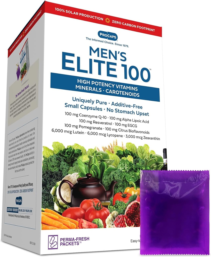 Andrew Lessman Multivitamin-Men's Elite-100 60 Packets - Potent Nutrients Plus 100 mg 每种共聚物Q10,Alpha Lipoic Acid,Resveratrol,EGCG,石榴,Citrus Bioflavoids. 无附加