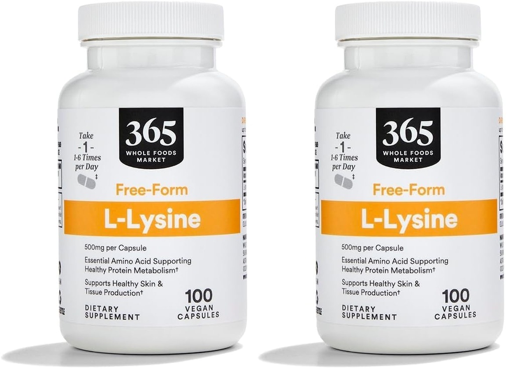 365 由全食品市场,L Lysine 500 Mg 蔬菜罐头,100 Counters (Pack of 2)