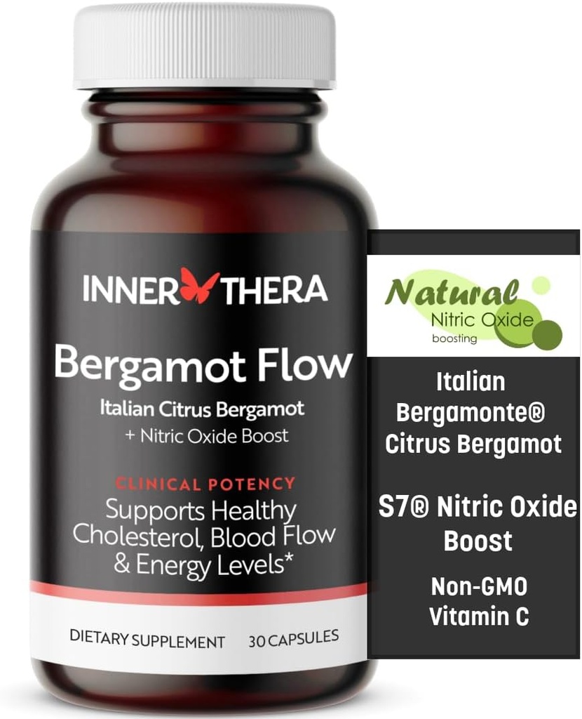Bergamot Flow 意大利 Citrus Bergamot + S7 Nitric Oxide, Bergamot 高胆固醇补充剂 - 增加血液流动,流通和能量水平 - 使用意大利专利的Bergamonte 提取剂制造