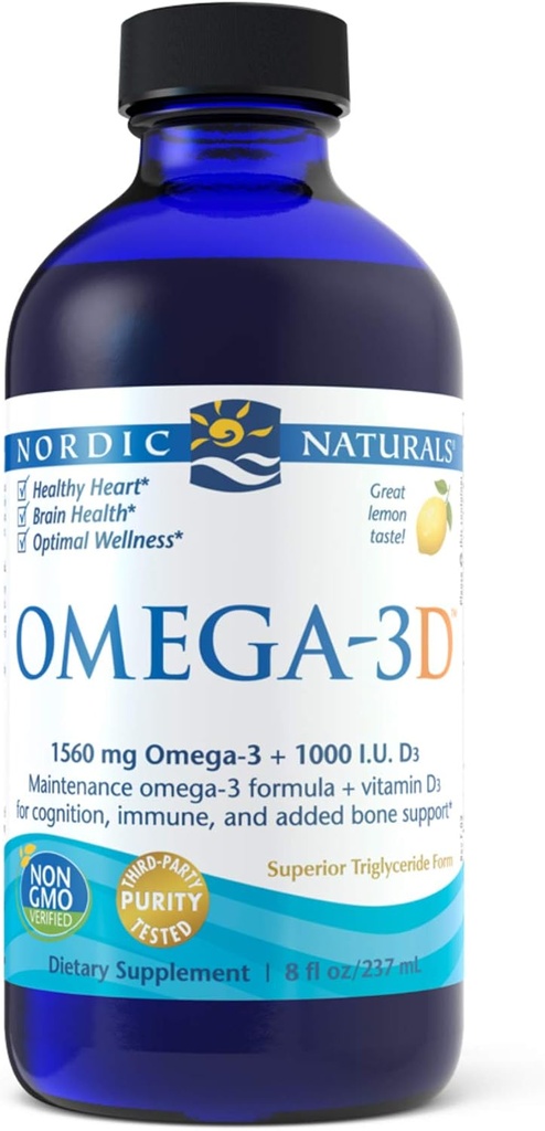 北欧自然组织Omega-3D液体,8-Ounce,0.88瓶