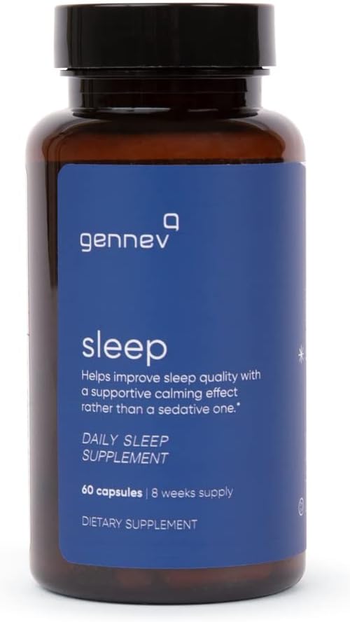 Gennev成人睡眠援助 -- -- 与Melatonin、5HTP、L-Theanine和Magnolia(60个伯爵)的自然睡眠补充