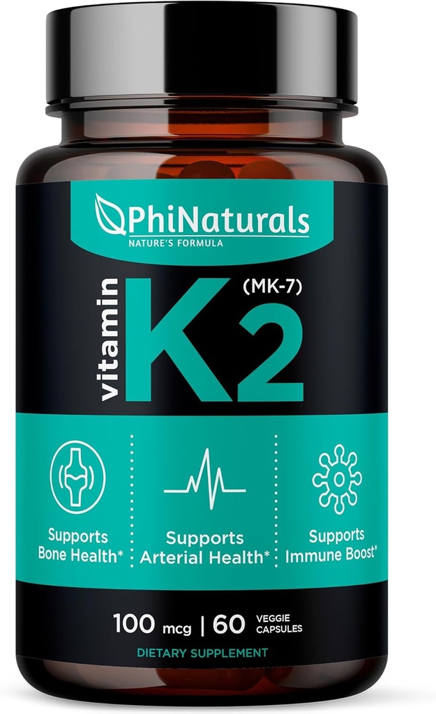 维生素K2 Mk7 100 mcg Vegan 60 Capsules Bone 健康心血管动脉 - 来自Natto的VIT k-2 MK-7 100 mcg 补充剂