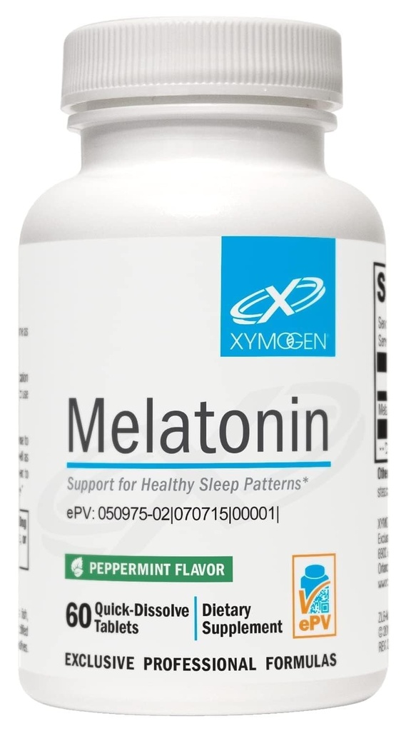 XYMOGEN Melatonin - 3 mg Melatonin 补充 - 睡眠模式和环形节奏支持 - 快速溶解板 - Vegan & Gluten - Free - Peppermint Flavor - 60 片