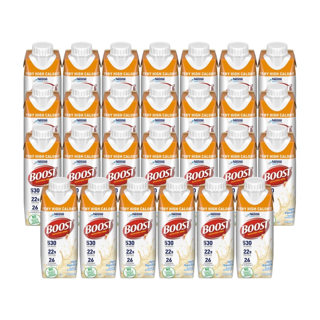 烈性高卡路里营养饮料, 烈性香草 - 无人工染色剂或甜味剂 - 8 FL OZ(27包)