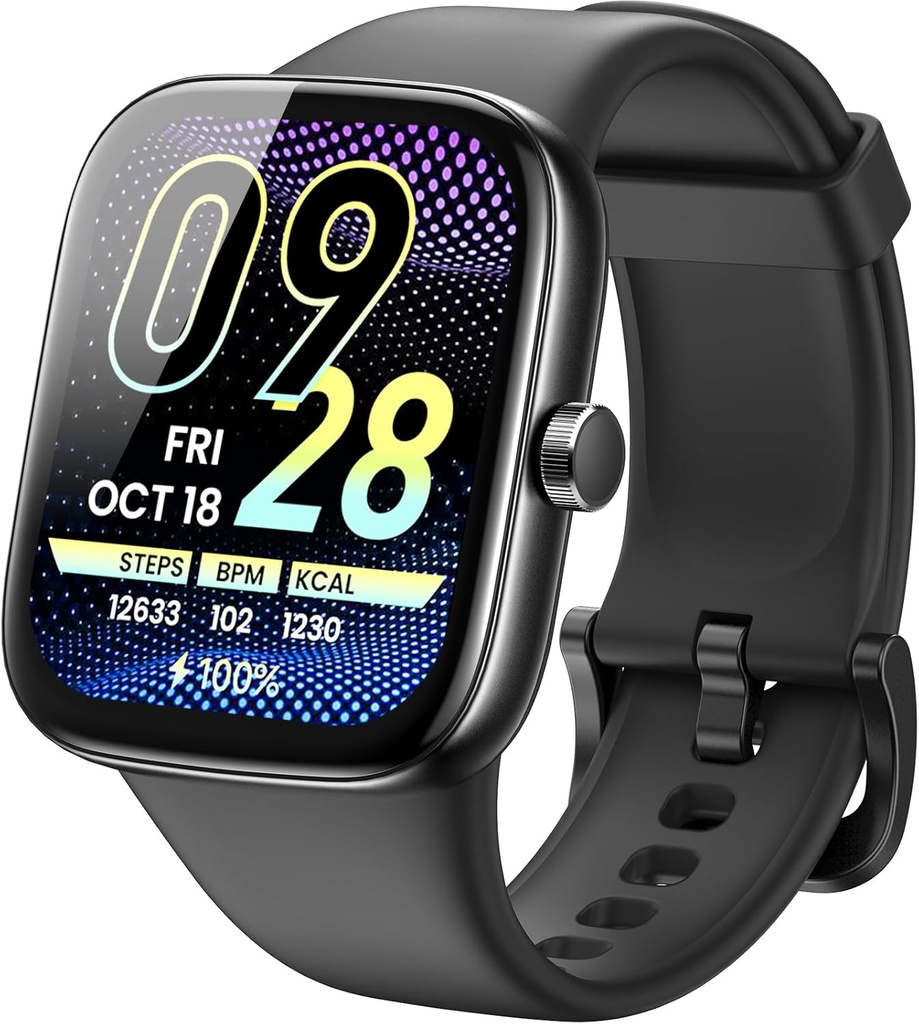 TOZO AMOLED S7 智能守望蓝牙呼叫1.85 Inch Ultra HD 屏幕,动态拨号消息推100+运动模式,检测人体健康睡眠监视器 高电池寿命,触摸功能