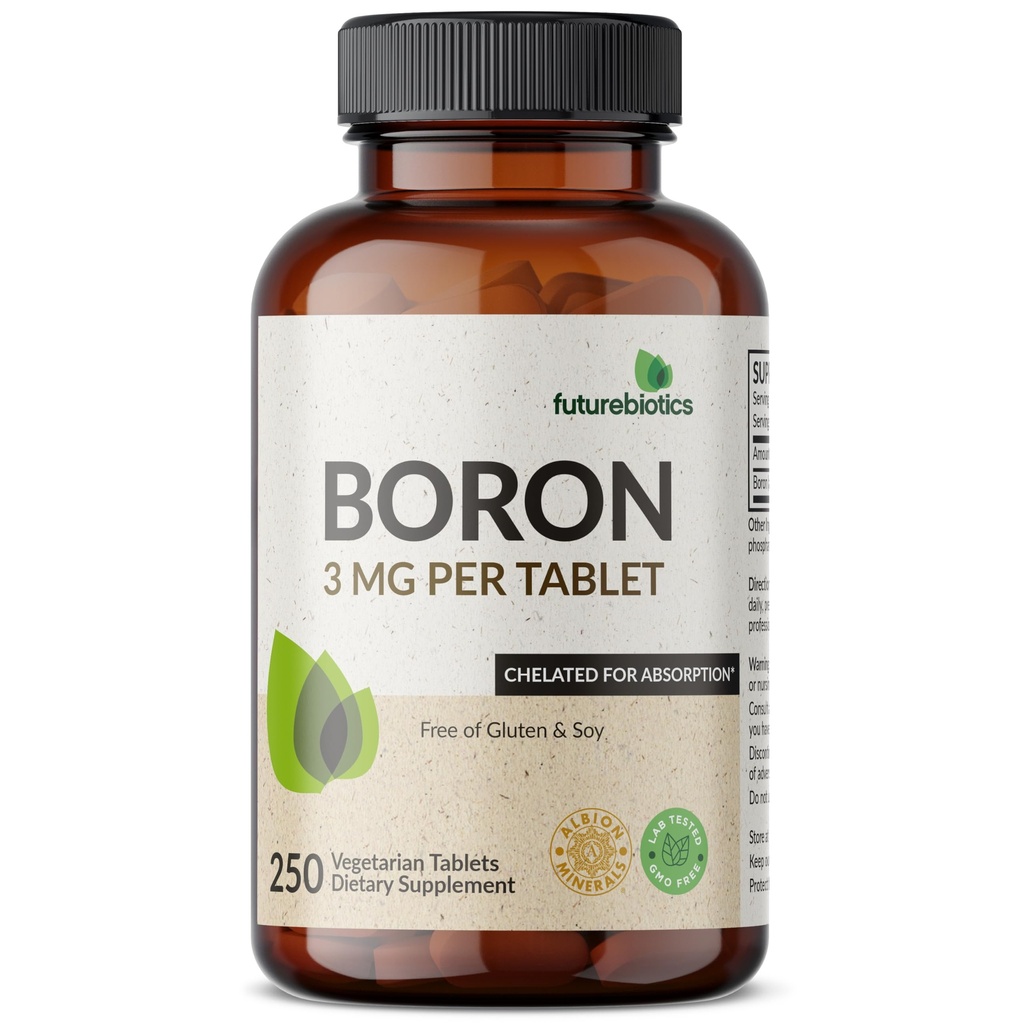 未来生物素 Boron 3mg,植物学,非GMO,用于吸收的Chelated,250片