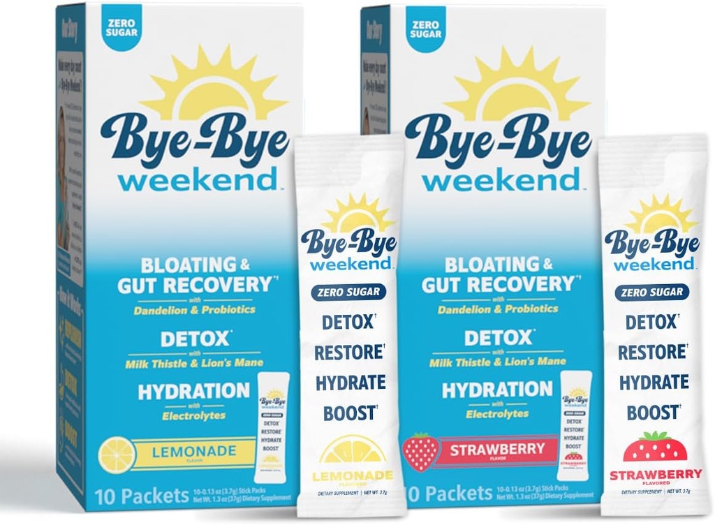 Detox Drinking Mix w/Electrolytes - for Bloating, Recovery, Fatigue, Brain Fog - 抗生素,狮子的马恩,牛奶的硝酸盐 - 零糖品种包 - 20 Pack