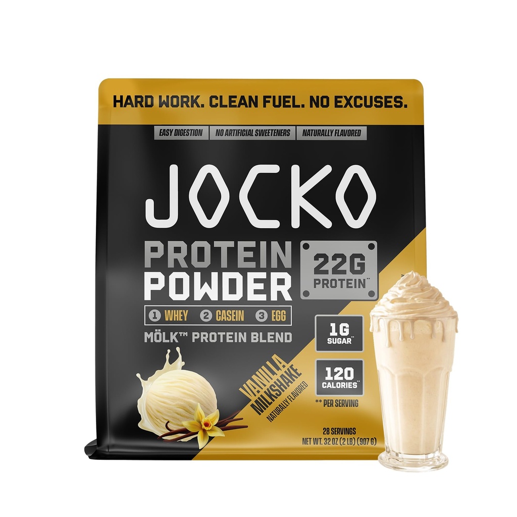 Jocko Fuel Mölk Whey蛋白粉 22g 蛋白质 - 低糖和尚水果混合剂 - 肌肉恢复与生长,包装 May Vary(28架,香草牛奶)