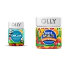 OLLY Kids Chillax, Magnesium Gummys Plus L-Theanine, Lemon Balm, Sherbet Flavor - 50 Counter & Kids 多维塔明 Gummy Worms, 总体健康和免疫支持,维生素和矿物 A, C, D