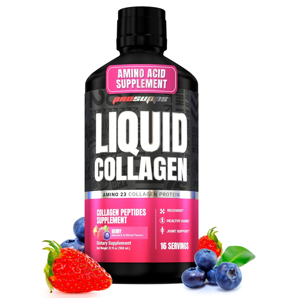 PROSUPS 氨基23液体凝胶枪、Berry -- -- Collagen Peptide 工作后补充剂 -- -- 支持健康老化、关节、皮肤和头发 -- -- 无糖和零糖 -- -- 16种