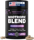 Nano Choice Nootropic Blend - 蘑菇复合剂,用于大脑,焦点,生产力和免疫支持 → Non-GMO, Vegan,美国制造 → 120 Capsules