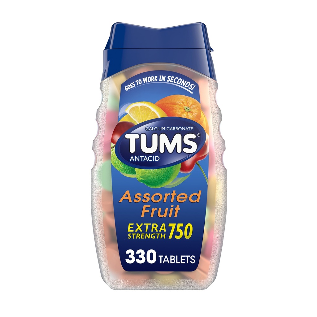 TUMS 超强心脏烧伤救济的可切除安非他明药片, 对夏季的BBQ - 各种水果火焰 - 330个计数