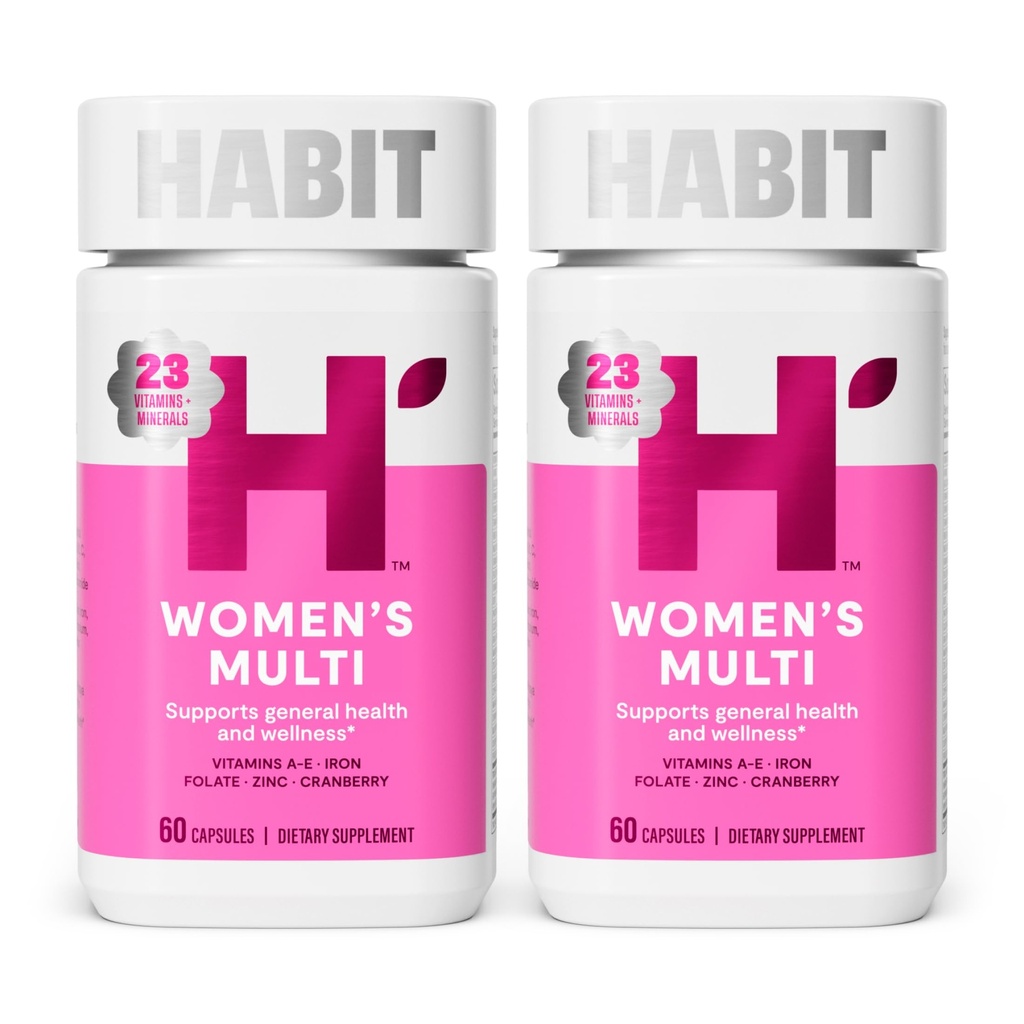 Habit Womens Multi Supplement 2 Pack (120 Capsules) - 新外观,支持一般健康与健康,23 基本维生素和矿物,水果提取物,Folate,铁,B12,Biotin,非GMO