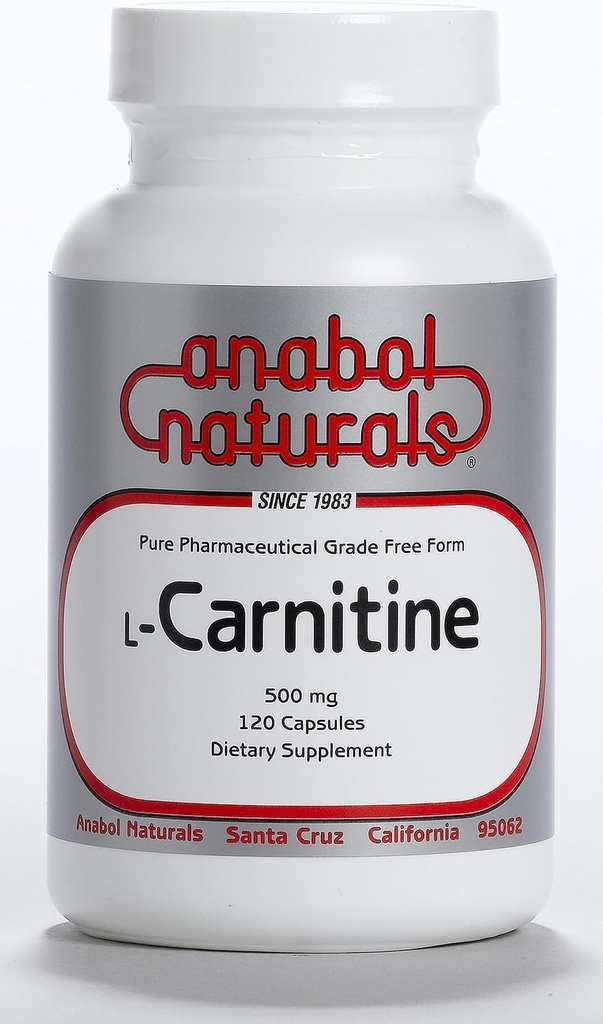 Anabol Naturals L-Carnitine 120 卡普尔-500mg Pure L-Carnitine Per Capsule, 120名服务员