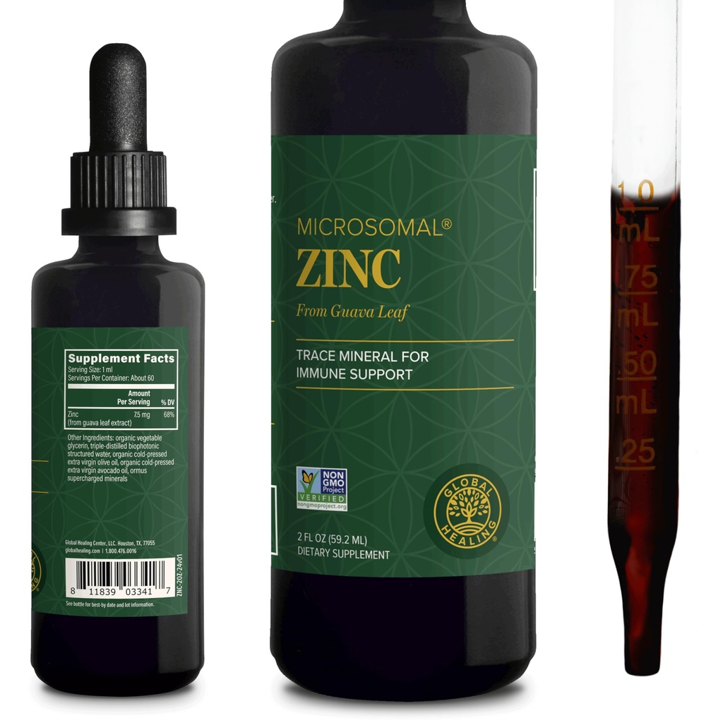 Global Healing USDA 有机锌补充液 - 纯维生素滴对免疫系统刺激,荷尔蒙平衡,以及健康衰老 - 天然,维根-友好,非GMO,有机锌维生素(2 Fl Oz)