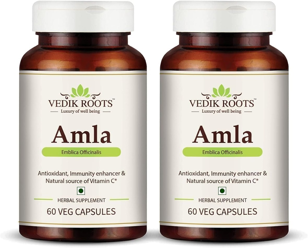 普通RISE Amla Capsules 60 有机抗氧化剂豁免增强剂 维生素C和毛发生长草药补充剂的自然来源(包2)