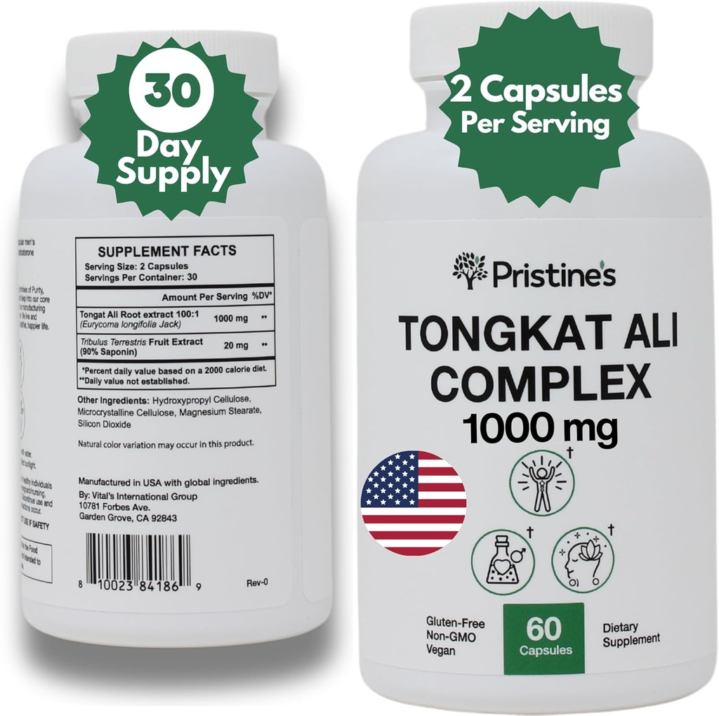 Tongkat Ali 1000MG 提取补充 - 30日供应 - 运动员性能支持 - 天然安非他明、睾丸酮和豁免支持 - 强抗氧化剂福利