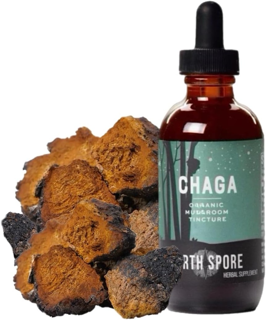北Spore Chaga蘑菇 丁香 能源与健康 助推 补充 降水 适应性 超食品 双提取 有机混合物 100% 果实体 非GMO 维冈 - 2oz