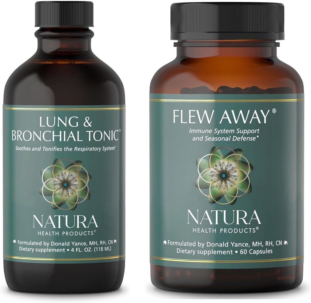 Natura 健康产品 肺和支气管通心粉和Flew Away 补充包 - Soothes和Tonize the Respiratory System - Immune System 支持和季节性防御