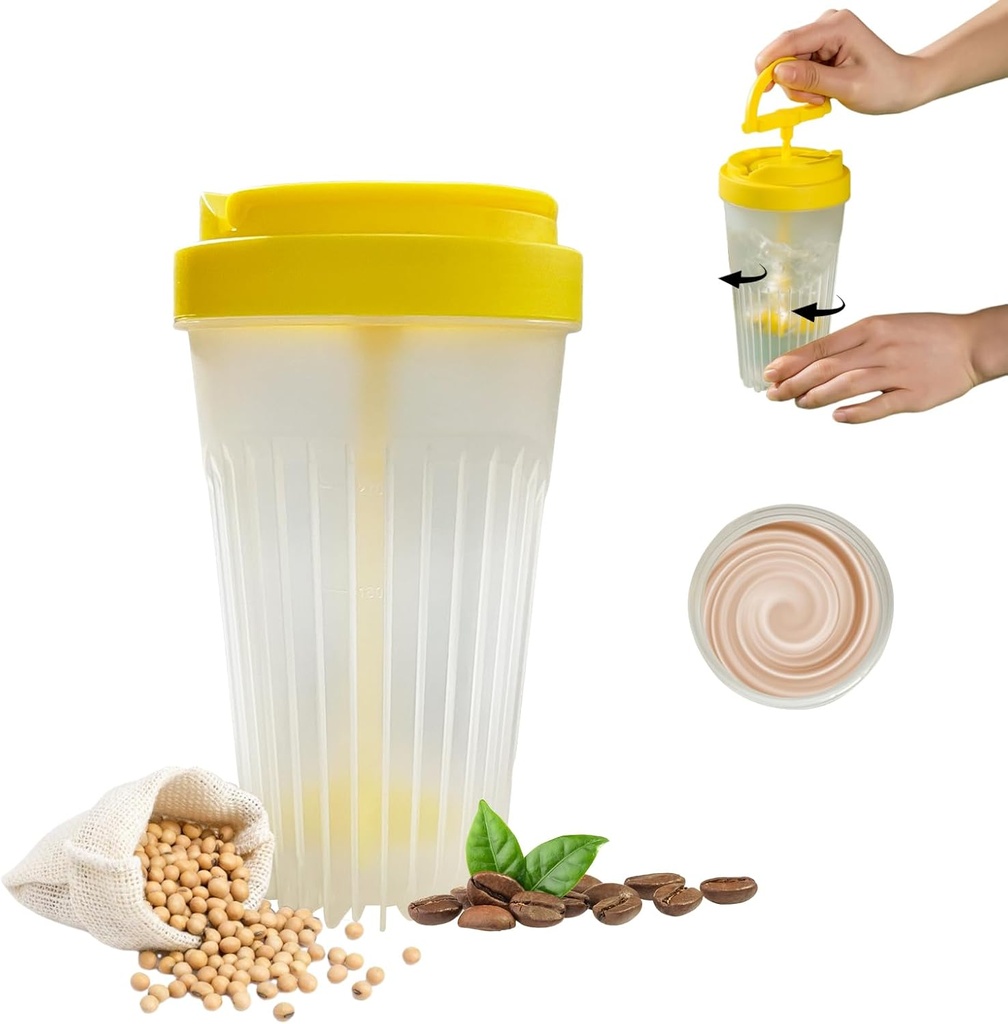 MIUPO Stirring瓶、Stirring饮料的Duble Stir杯、SmallBlender摇摆瓶、可再使用的咖啡杯、混合咖啡、蛋白质摇摆、滑动、锻炼前补充品和饮料