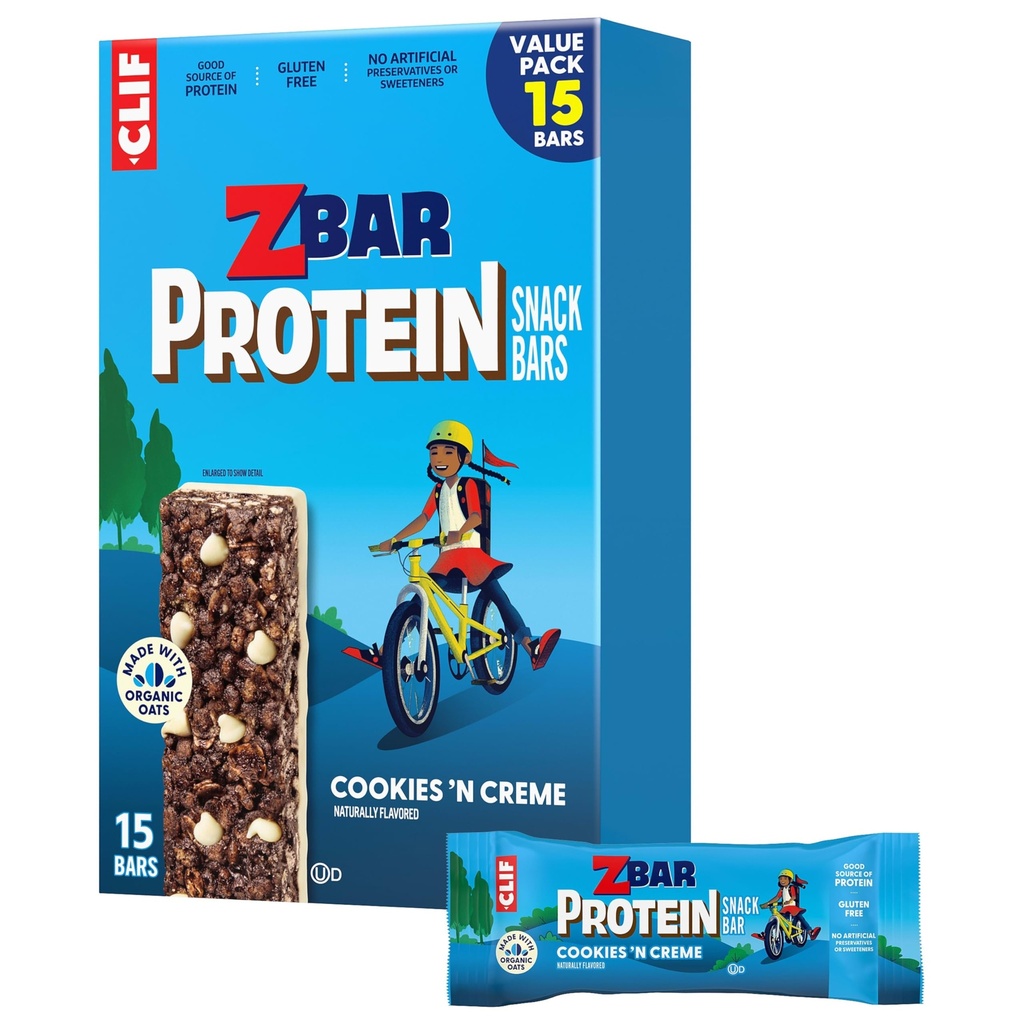 Zbar蛋白 - Cookies 'N Creme - Crispy Snack Bars - 用有机 Oats制造 - 非GMO - 5g蛋白 - Gluten FreeProtein Bars (15 Pack) (英语).