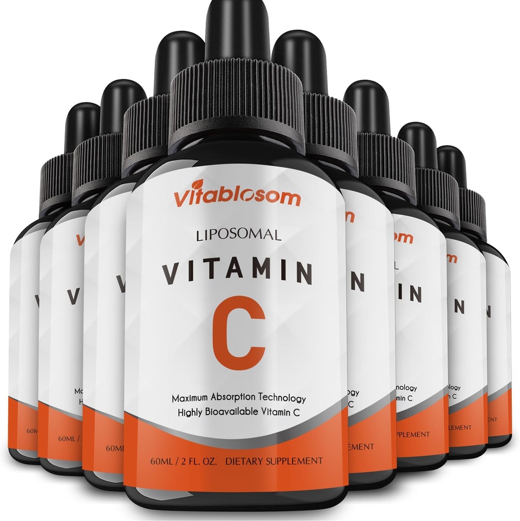 Liposomal 维生素C 2000mg 成人液体,高吸收VIT C, 最大限度的维生素C, 良好的免疫系统和抗氧化剂, 60ML(8瓶)