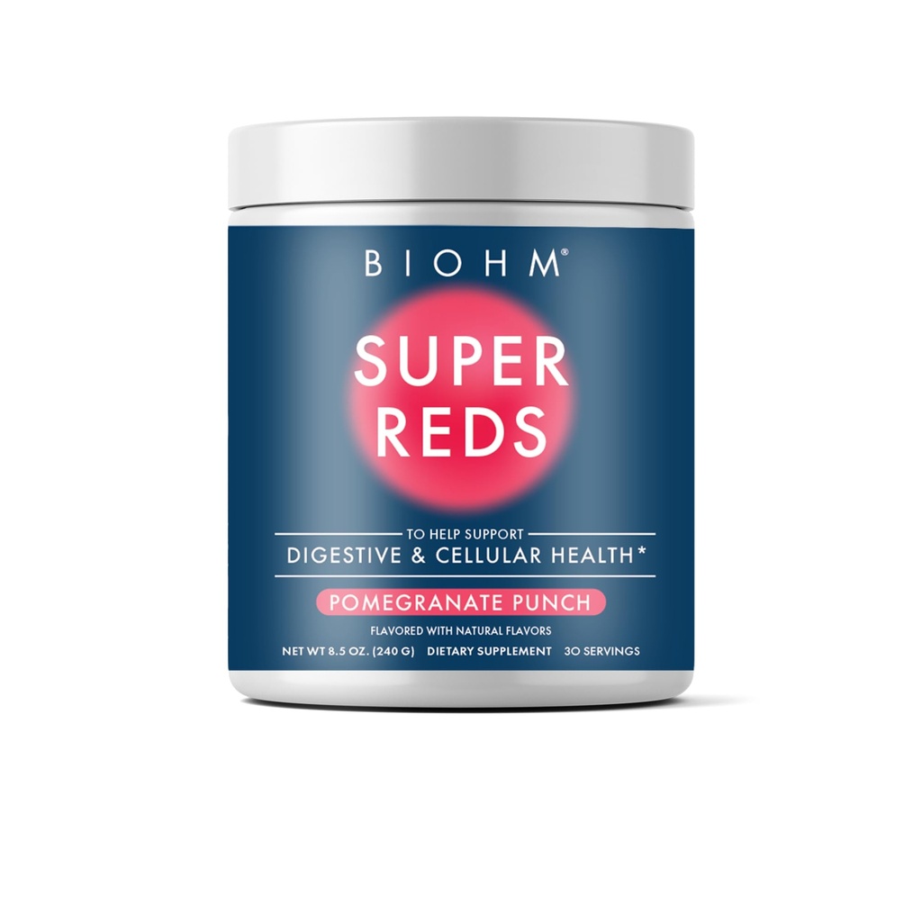 BIOHM超级红酒,甜菜根粉抗氧化剂甜菜和与Tart Cherry 提取剂的平滑混合,以及19种红全食品,包装有先生药和亲生药,Non-GMO,Red Berry Flavor(30种服务)