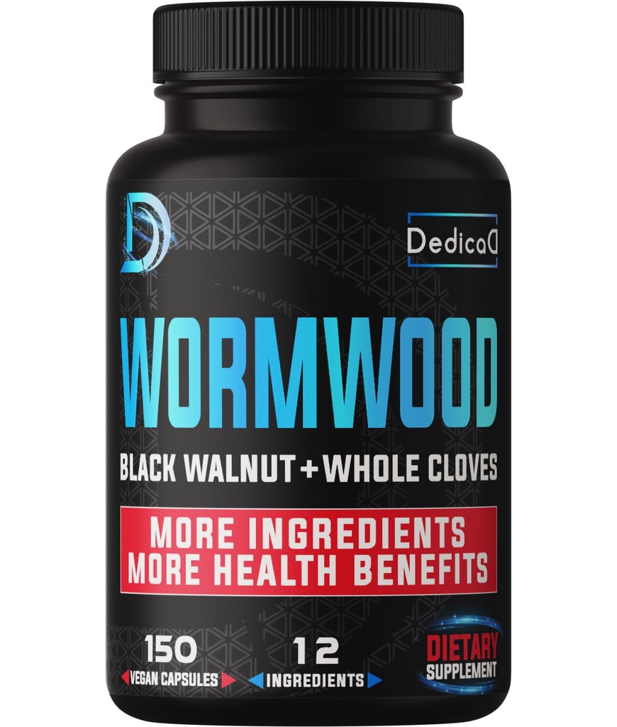Premium Wormwood Capsules - Imune的5个月供应量 - 12种草药与黑胡桃叶,姜,图尔美等混合 - 150种