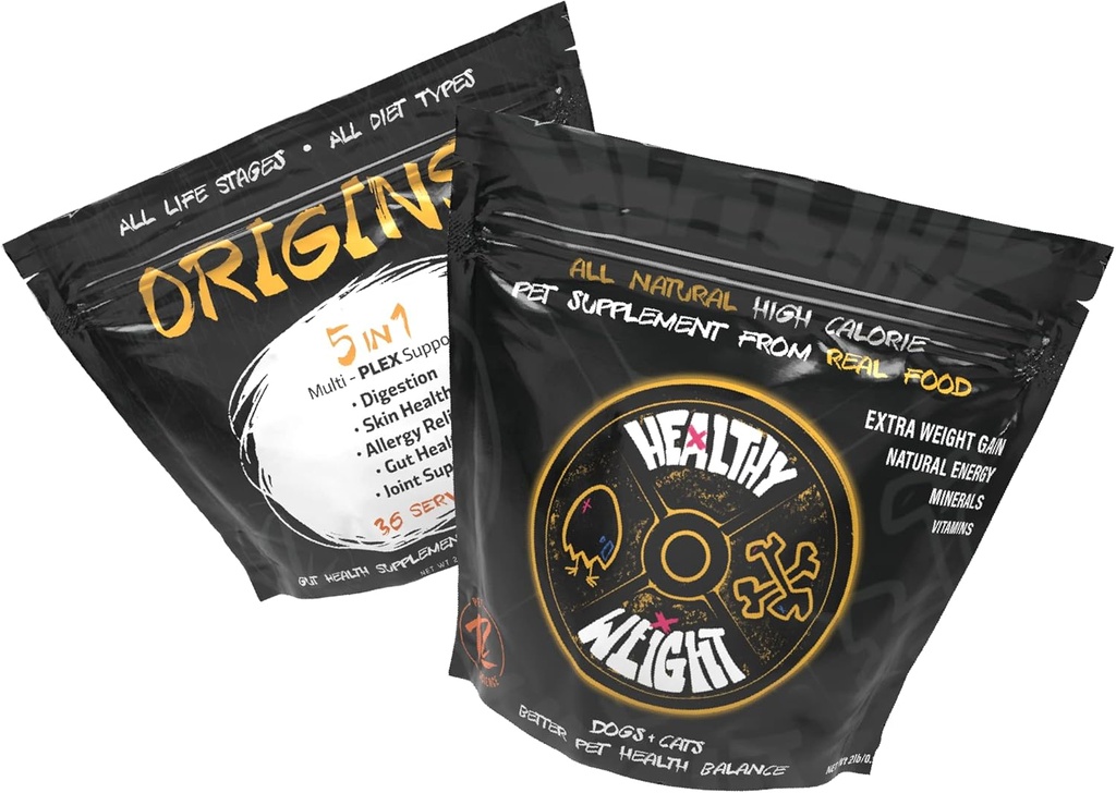 Rogue Pet Science Medual Dog Bundle 配有原产地犬5-in-1 狗食品Topper 和 健康重量 自然重量 狗的增益器