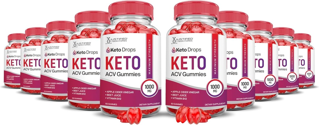 (10 pack) Keto Drops Keto ACV Gummys 高级公式 1000MG Keto Drops Keto Gummys 苹果苹果苹果苹果醋 配以石榴甜菜汁粉 B12 Vegan Non GMO 300 Gummys 配制.