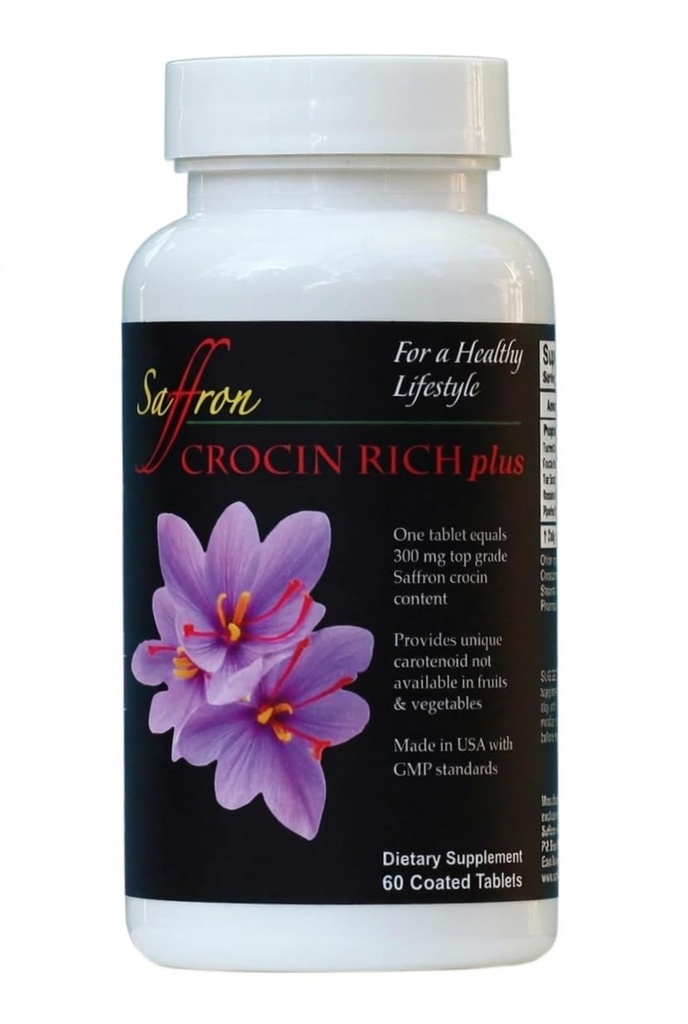 CROCIN RICH Plus – 高级脑,记忆和焦点支持 + 专利的克罗金公式 适应临床研究 成份克罗金 + 穆德,睡眠,认知和生命力补充 – 60张平板