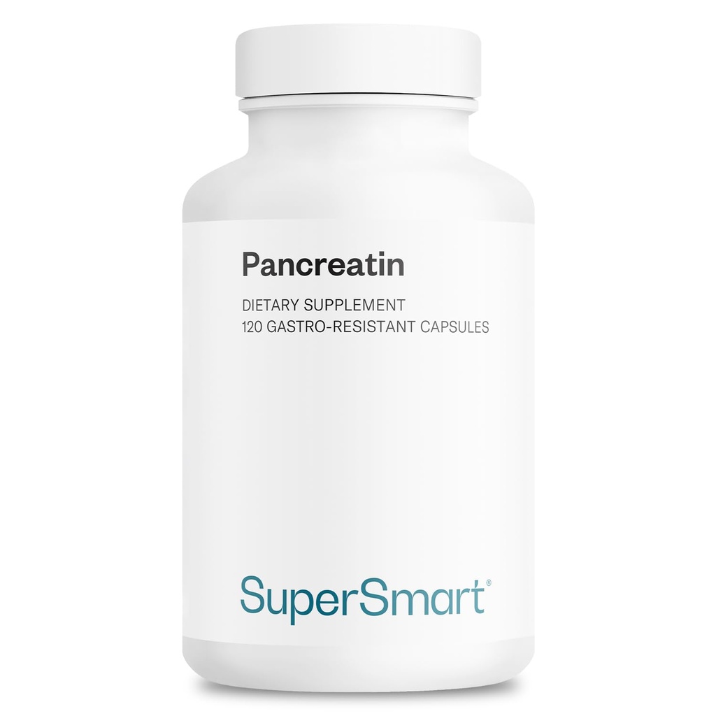 Supersmart - Pancreatin 10X 4000/日(超强) - 消化酶补充剂 - 与Protease, Lipase, Amylase, Trypsin - 健康消化支持 & Non-GMO & Gluten Free - 120 DR Capsules