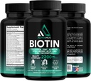 与Keratin的生物素和Collagen补充剂 - Biotin 5000mcg Capsules for hair growth, 健康皮肤和钉子 - Hyaluronic Acid & Vitamin-B Complex of Hyaluronic Acid and Vitamin-B for Men-Men, 90 Capsules