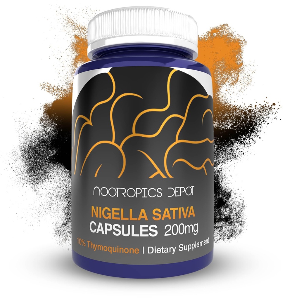 Nigella Sativa 选用 Capsules → 200 mg → 60 Counter → 最低10% Thymoquinone 内容 → 黑种子油选用 → 支持脑健康、记忆、肝脏健康和免疫功能