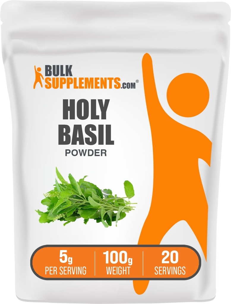 Bulk Assupports.com 圣巴西尔粉 - 圣巴西尔粉 - 圣巴西尔叶粉 - 图尔西圣巴西尔,Herbal & Gluten Free, 每架服务5g, 100g (3.5 oz) (Pack of 1)