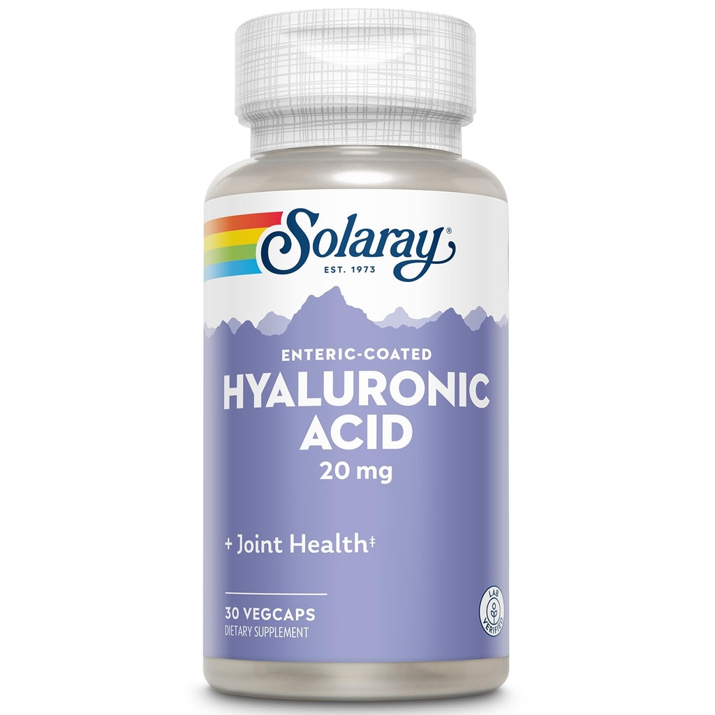 SOLARAY HYALURONIC酸 帮助支持健康 联合舒适和皮肤健康 与维生素 C + 30 Veg Caps