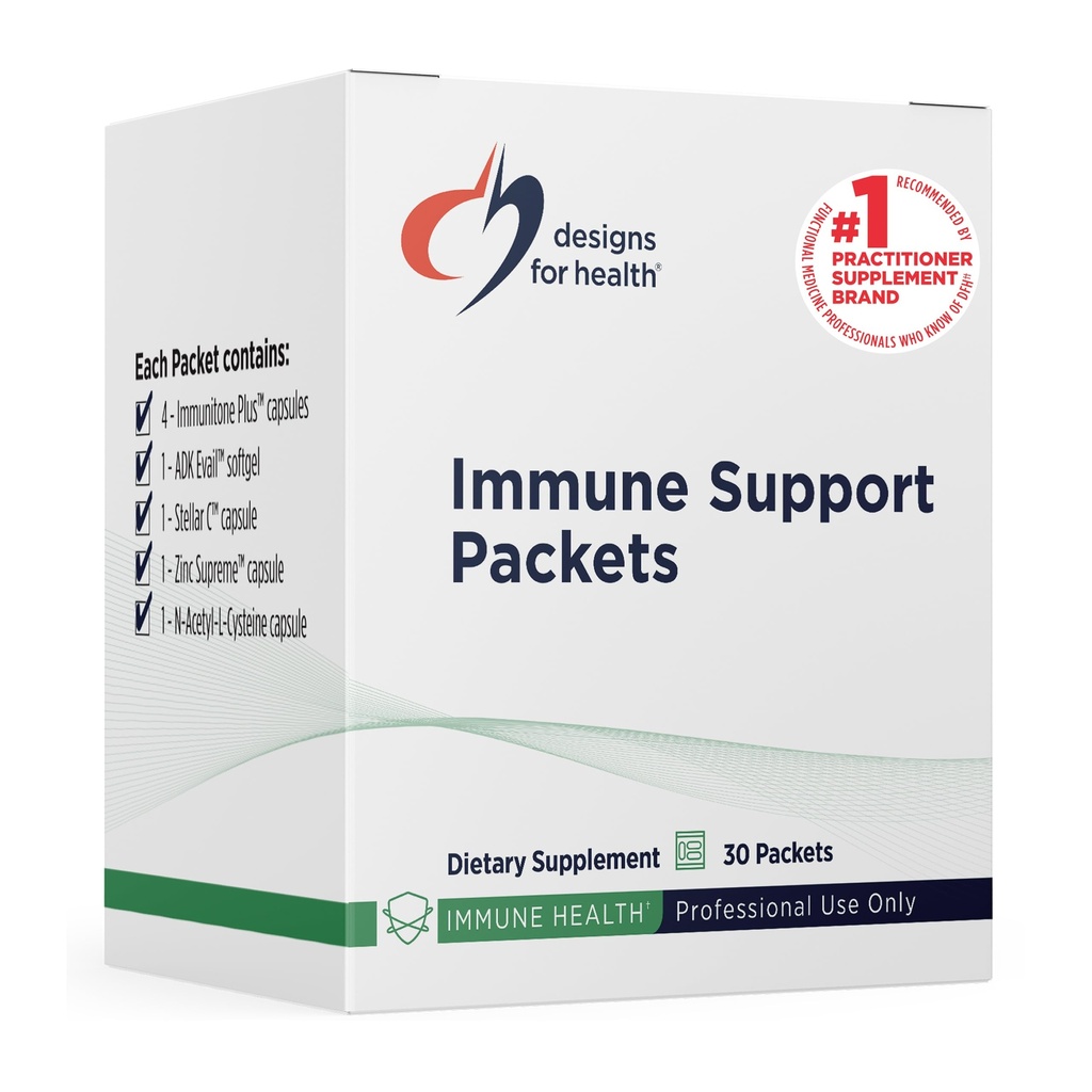 健康免疫辅助包的设计 -- -- 一个月供应维生素包,配有Immunitone+蘑菇综合体+草药,NAC,维生素D+K,锌+维生素C(30包)