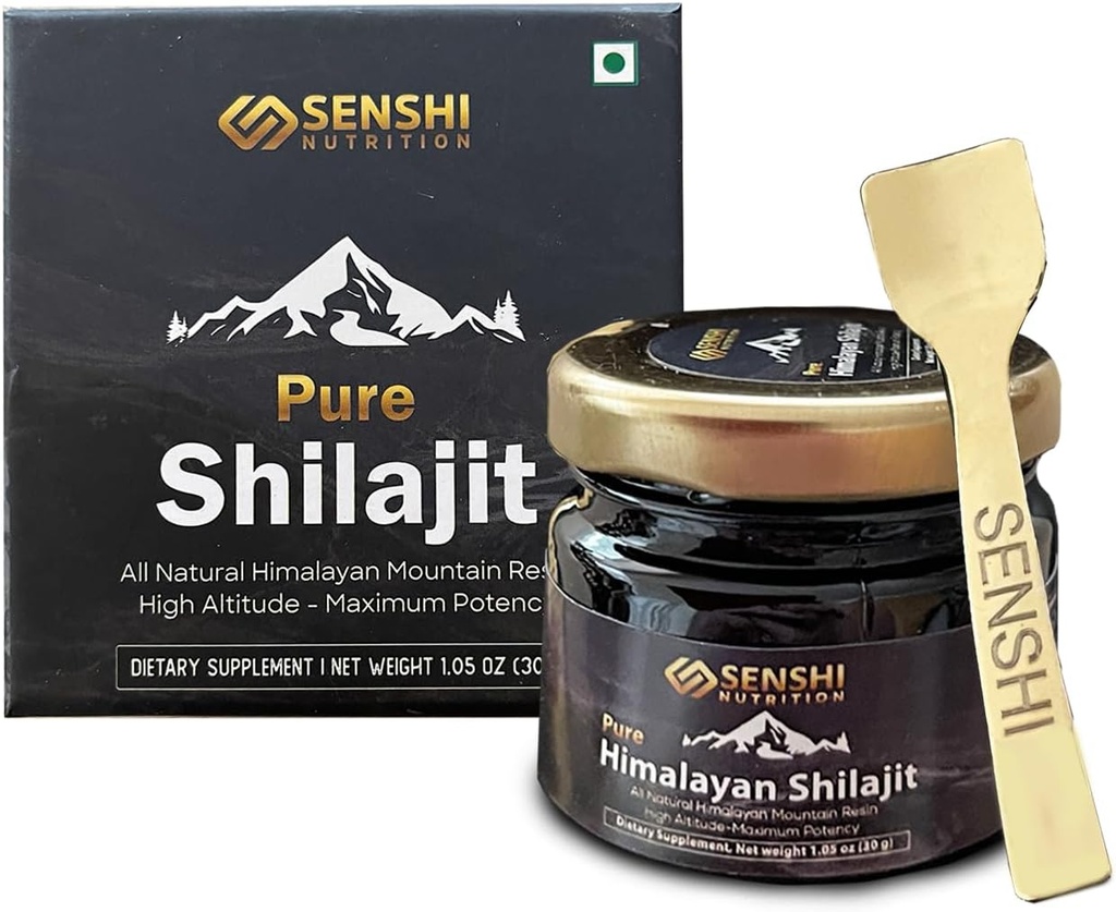 Shilajit - 所有天然最大概率的喜马拉雅山脉高纬度的Resin -- -- 100%纯度Shilajit与富尔维奇酸 & 85+ Trace Minerals Complex - 1 oz / 30 g 含自由勺