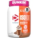 dymatize x Dunkin' Mocha Latte ISO100 Whey蛋白粉,95mg Cafeine,25g of 蛋白质,5.5g BCAAs,120 Cal., Gluten Free, 1g Fat, 1g Sugar, 3g Carb (20 services)