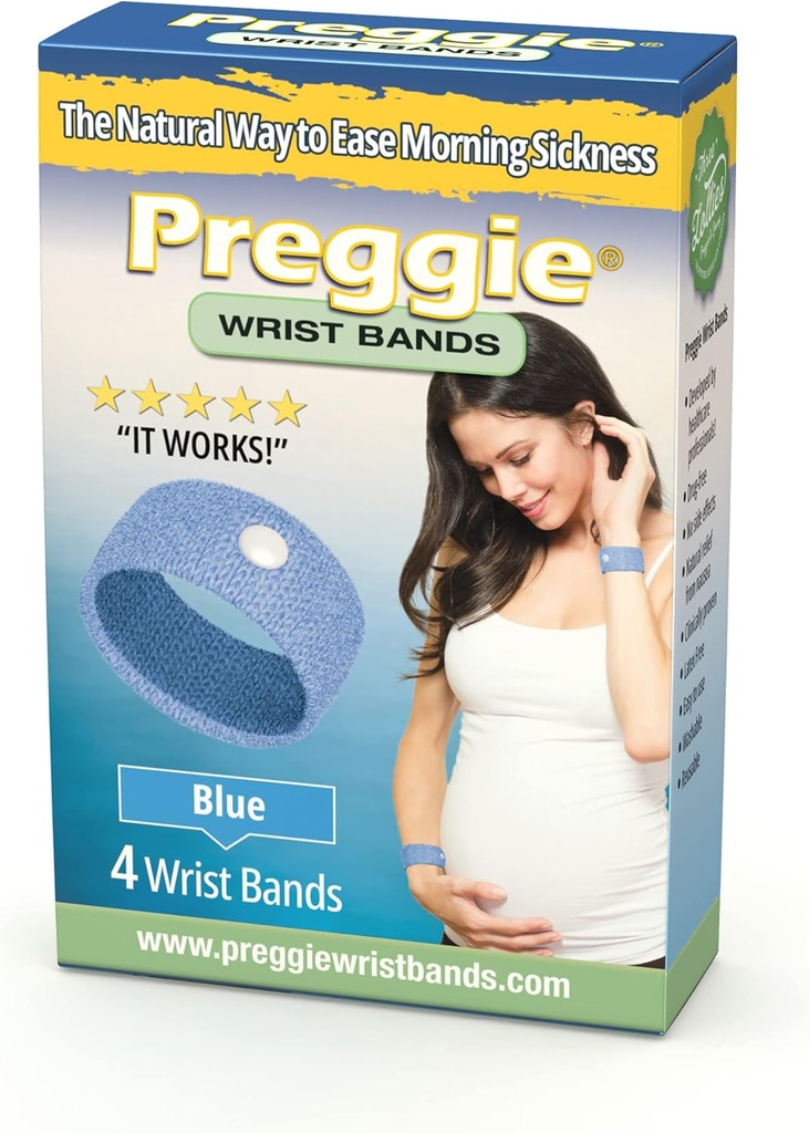 3 Lollies Preggie Anti-Nausea Wristbands – 晨间疾病救济 – 副效应自由 – 2 Counter(4 Wristbands) - 蓝色