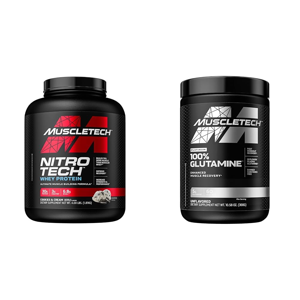 肌肉科技 Whei蛋白质 硝基-Tech Whei蛋白质 单体和Glutamine Powder 100%纯 L Glutamine Powder → 工作后恢复 饮料 L-Glutamine Powder
