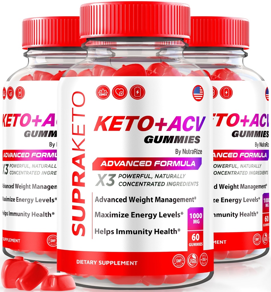 NutraRize( 3 Supra Keto ACV Gummys 重量损失包, Premium Keto+ACV) Gummys,全自然苹果苹果苹果苹果苹果酒Vinegar Gummy,高级公式,官方补编评论(180 Gummys).