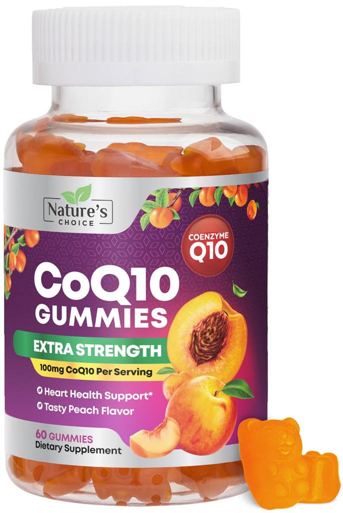 CoQ10 成人的Gummys 100mg - 3X 强度,高吸收,抗氧化剂 心脏健康支持和能量生产补充,Ultra Coenzyme Q10 维生素,Coq 10 补充 - 60 CoQ10 Gummys